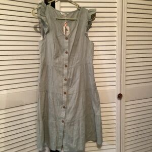 Patriot ladies light green button up summer dress, size medium, NWT